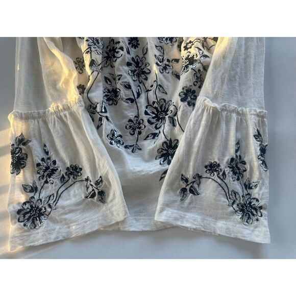 Anthropologie Annie Embroidered Off-The-Shoulder White & Black Boho Size XS NWT - Picture 7 of 10